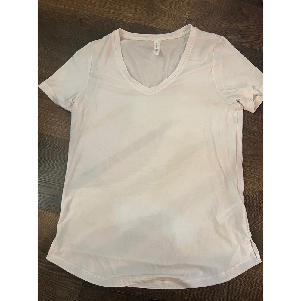 Athleta Breezy V-Neck Tee Light Pink Short Sleeve Activewear Top Womens Size M